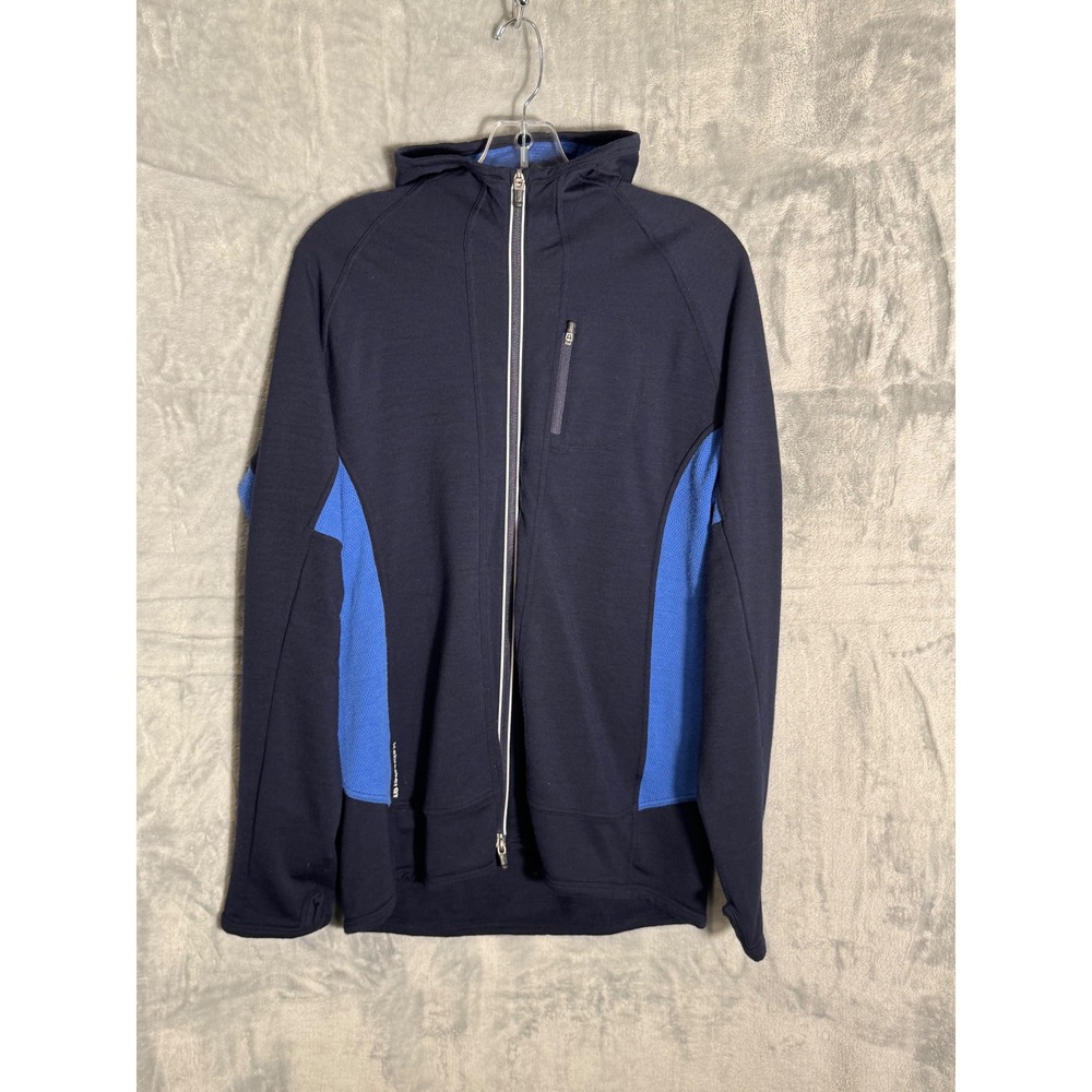 Icebreaker GT 220 Go Tiger Mens Merino Wool Full Zip Hoodie Navy Blue Large